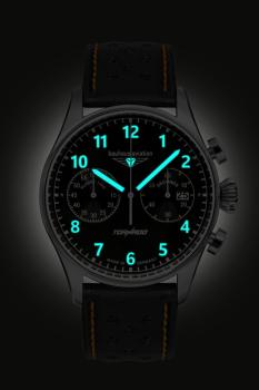 Preview: Bauhaus Aviation Herrenuhr Quarz Chronograph mit Lederarmband